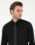 Black Ex. Slim Fit Long Sleeve Basic Shirt