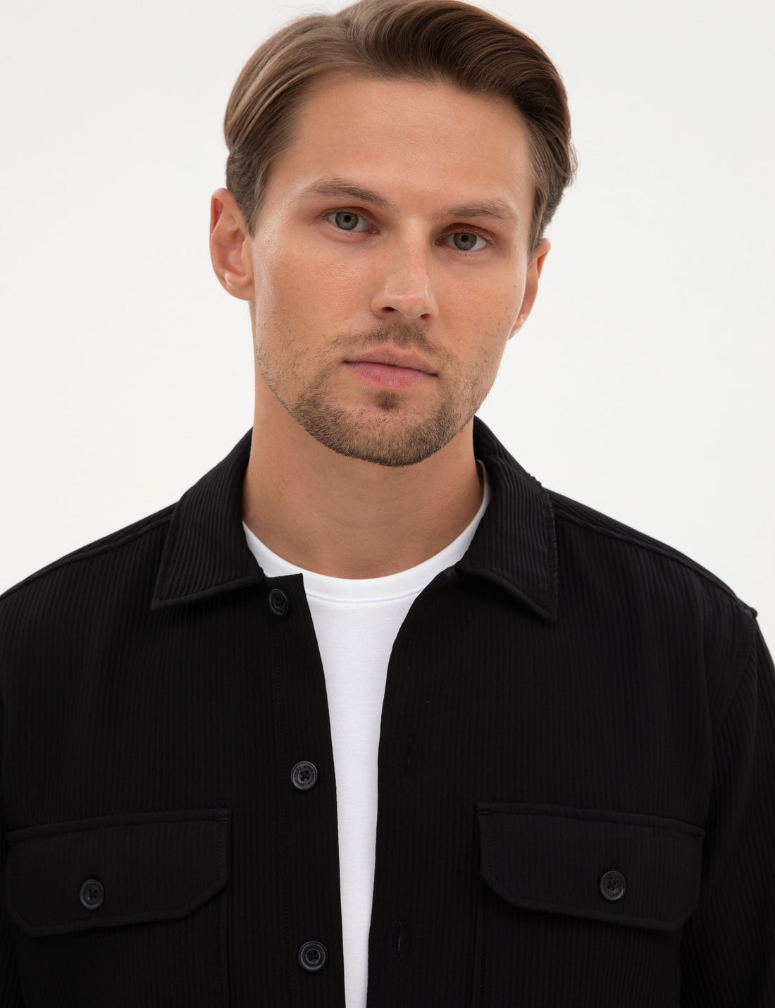 Siyah Comfort Fit Uzun Kollu G��mlek Ceket