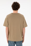 Men's Oversize Fit Crew Neck Khaki T-shirt