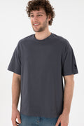 Men's Oversize Fit Crew Neck Anthracite T-Shirt
