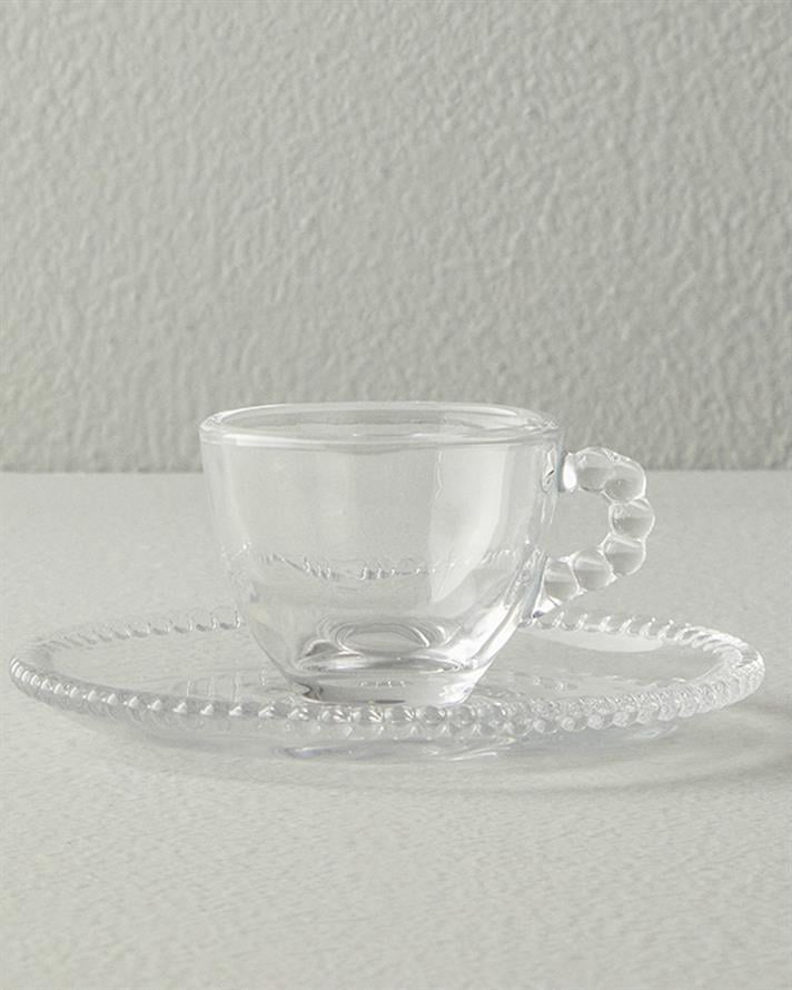 Balloon Glass 8 Pieces 4 Seater Coffee Cup Set Transparent