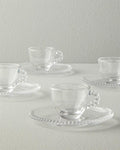 Balloon Glass 8 Pieces 4 Seater Coffee Cup Set Transparent