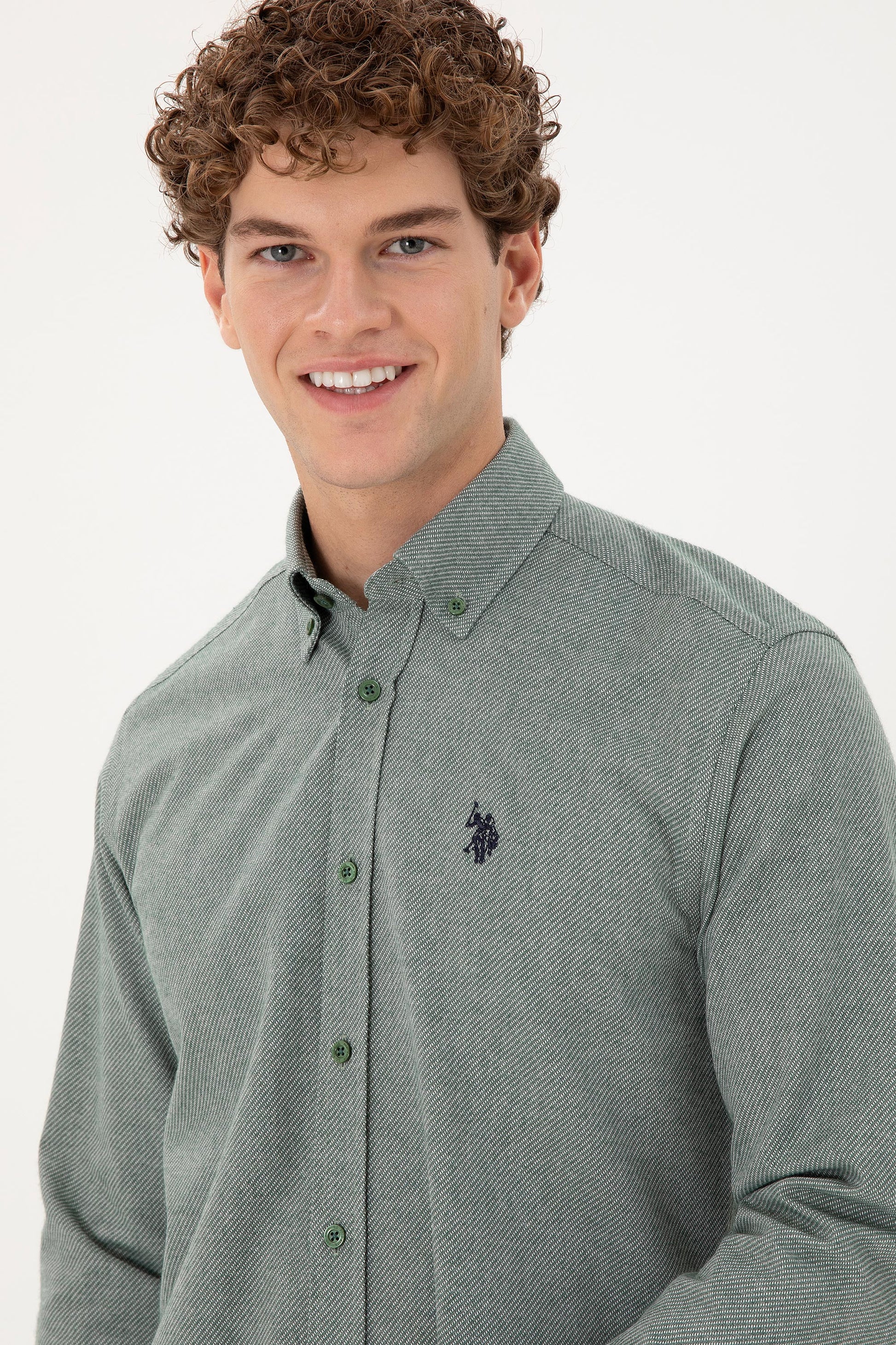 Men's Dark Green Long Sleeve Shirt