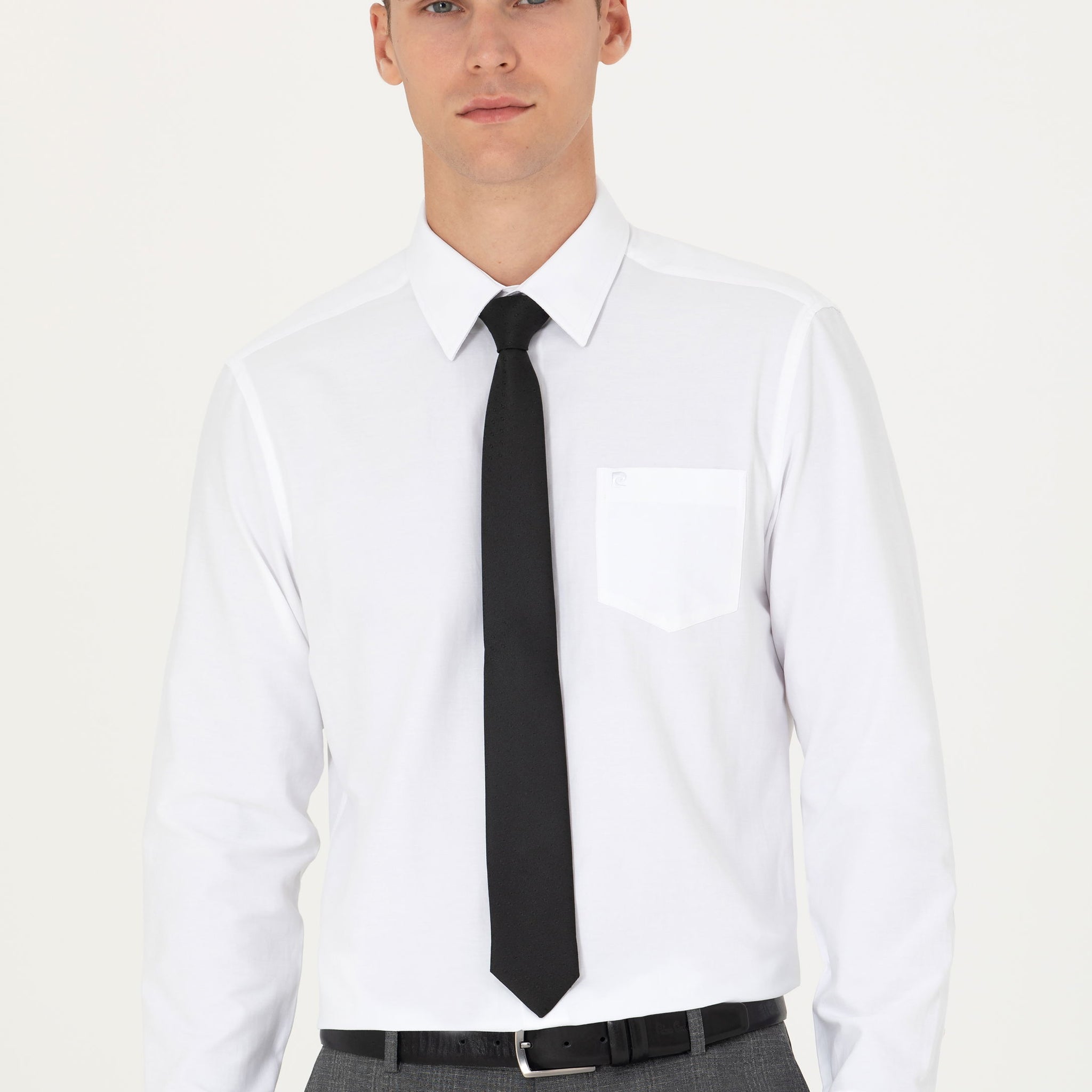 White Regular Fit Long Sleeve Basic Shirt