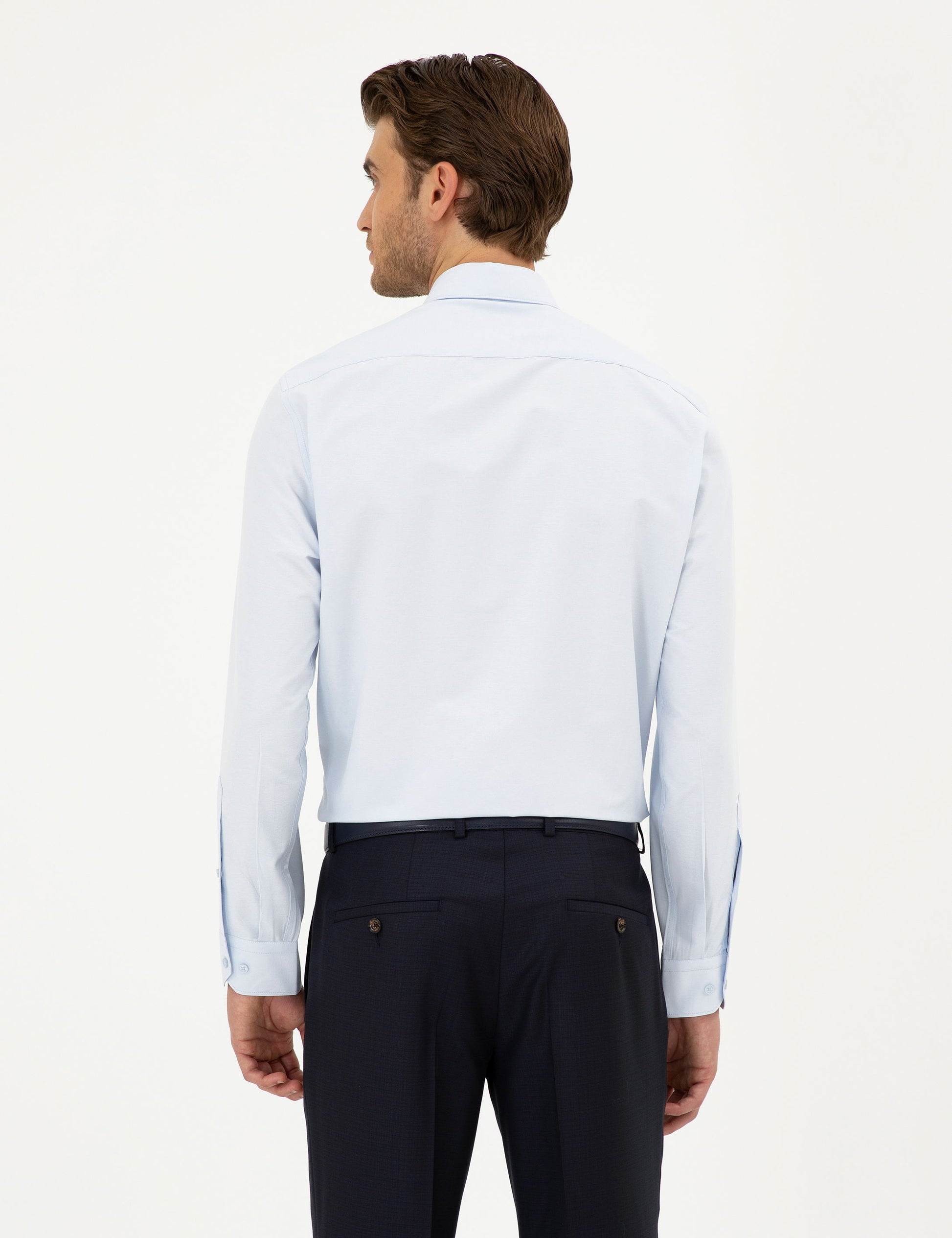 Light Blue Regular Fit Long Sleeve Basic Shirt
