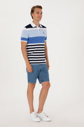 Men's Regular Fit Polo Neck Indigo T-Shirt