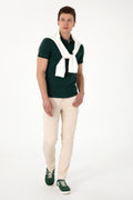 Men's Slim Fit Polo Neck Dark Green Basic T-Shirt