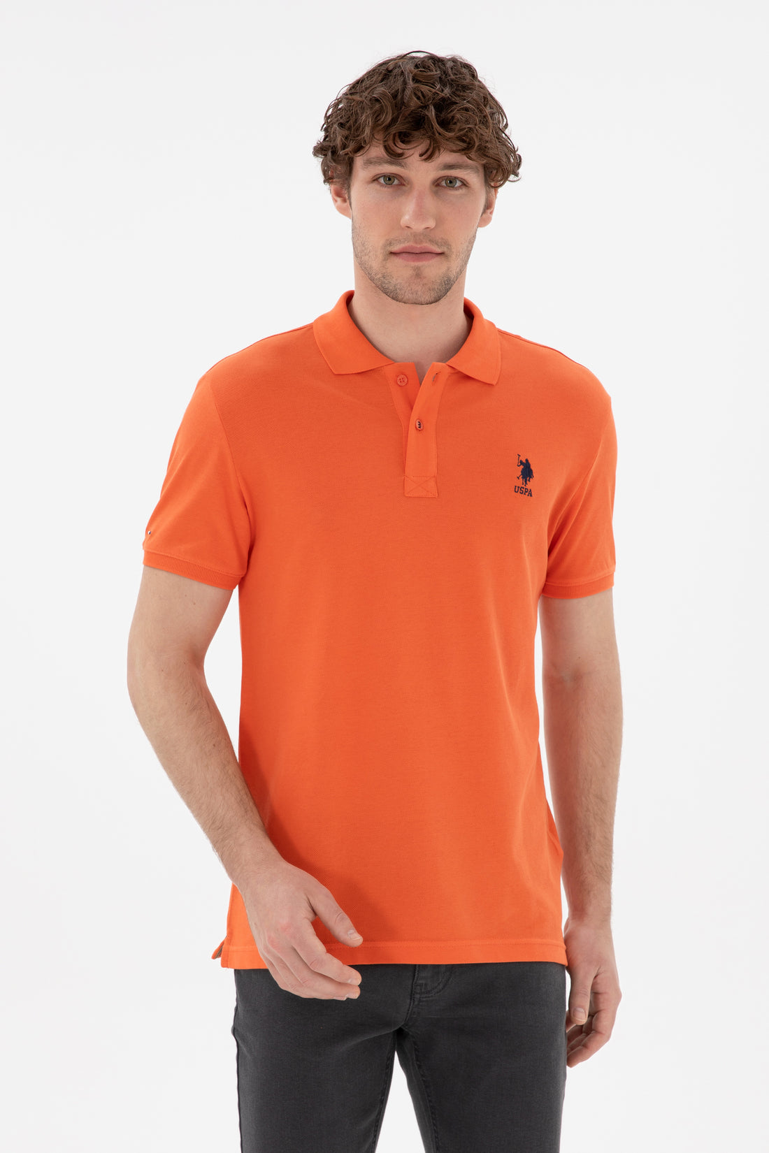 Men's Slim Fit Polo Neck Pomegranate Flower Basic T-Shirt