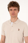 Men's Slim Fit Polo Neck Stone Basic T-Shirt
