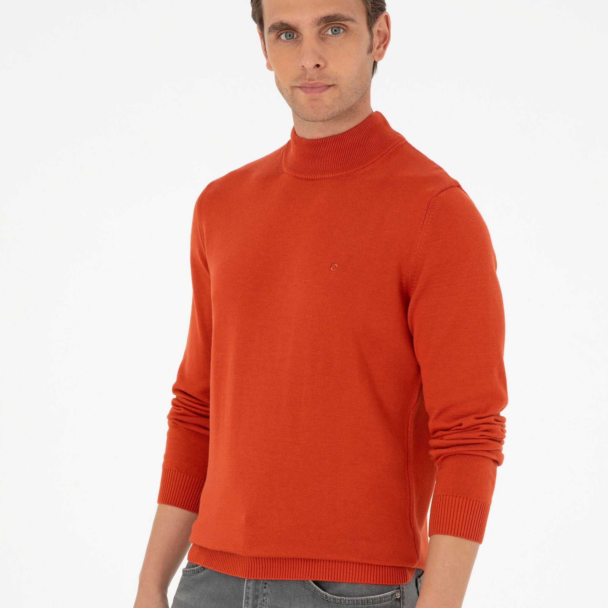 Orange Slim Fit Half Turtleneck Basic Knitwear Sweater