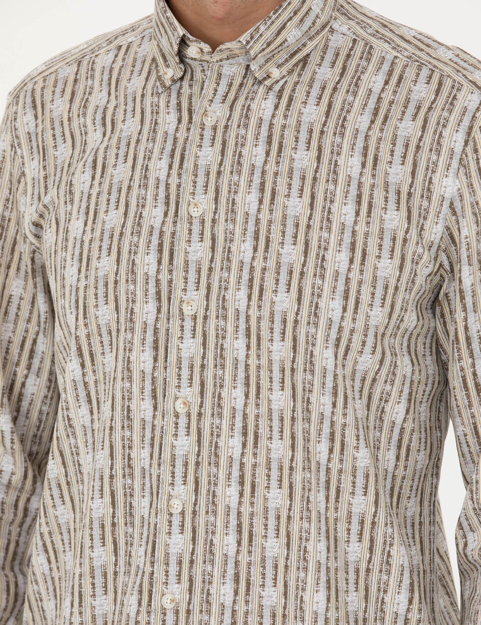 Khaki Regular Fit Long Sleeve Shirt