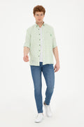 Men's Checkered Green Shirt