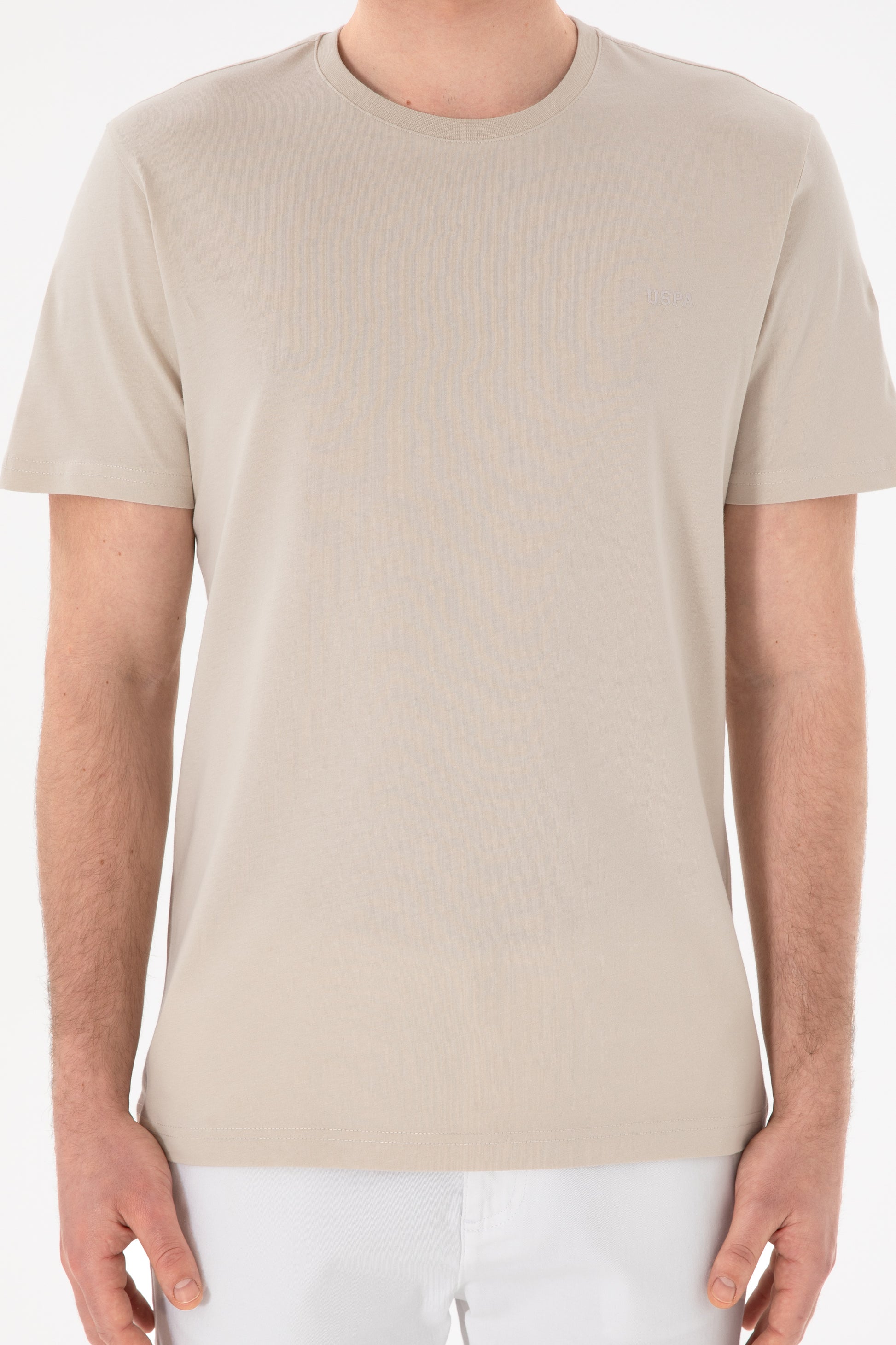 Men's Regular Fit Crew Neck Stone Basic T-Shirt