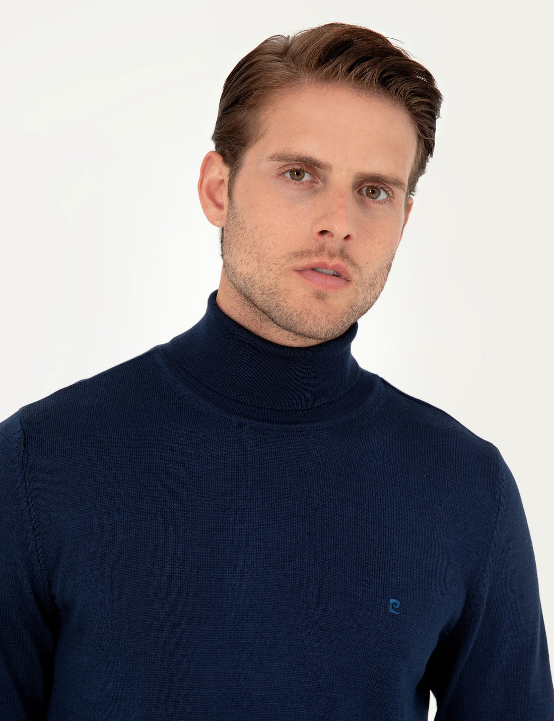 Light Navy Slim Fit Turtleneck Basic Sweater Sweater