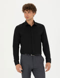 Black Slim Fit Long Sleeve Shirt