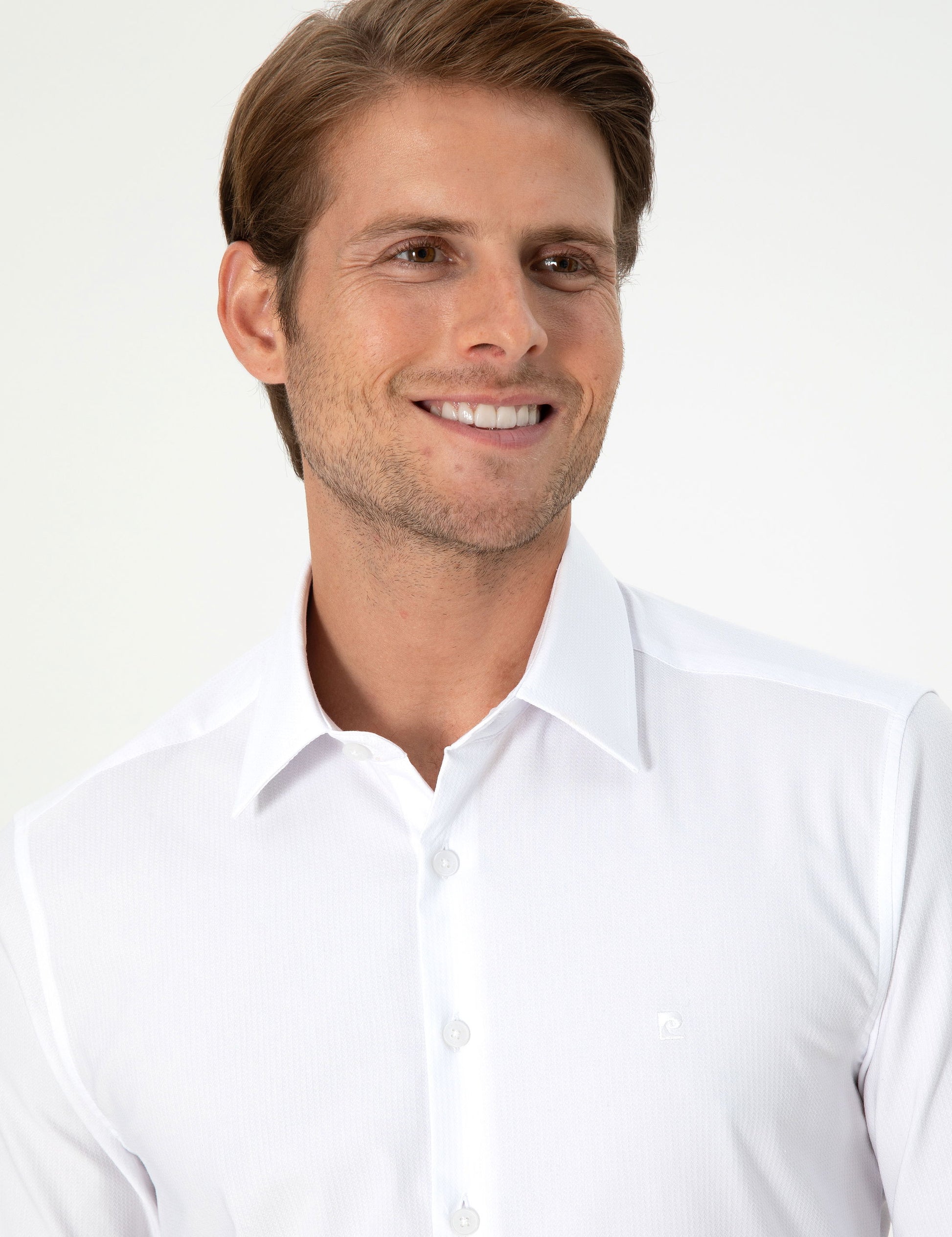 White Ex. Slim Fit Long Sleeve Shirt