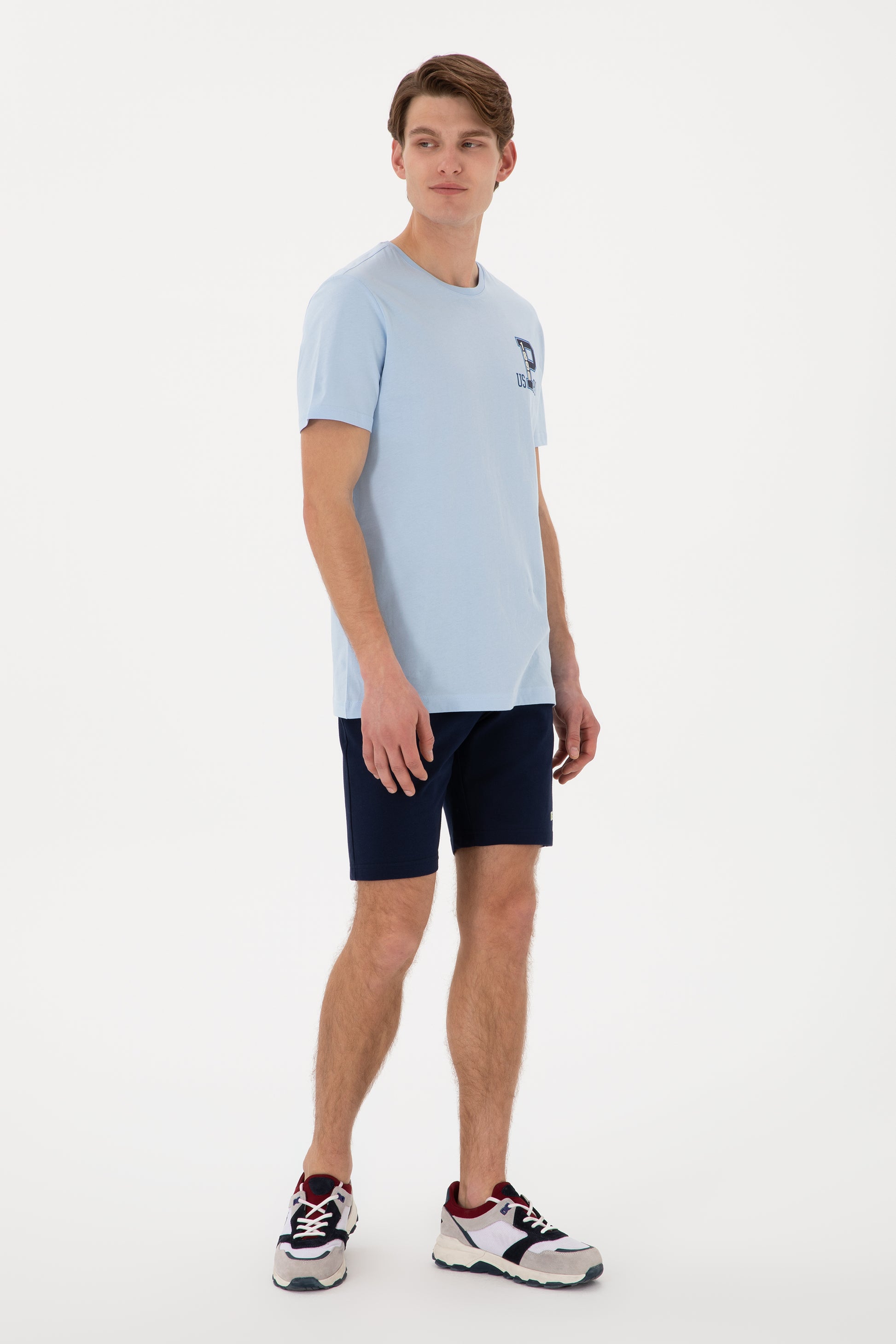 Men's Regular Fit Crew Neck Light Blue T-Shirt