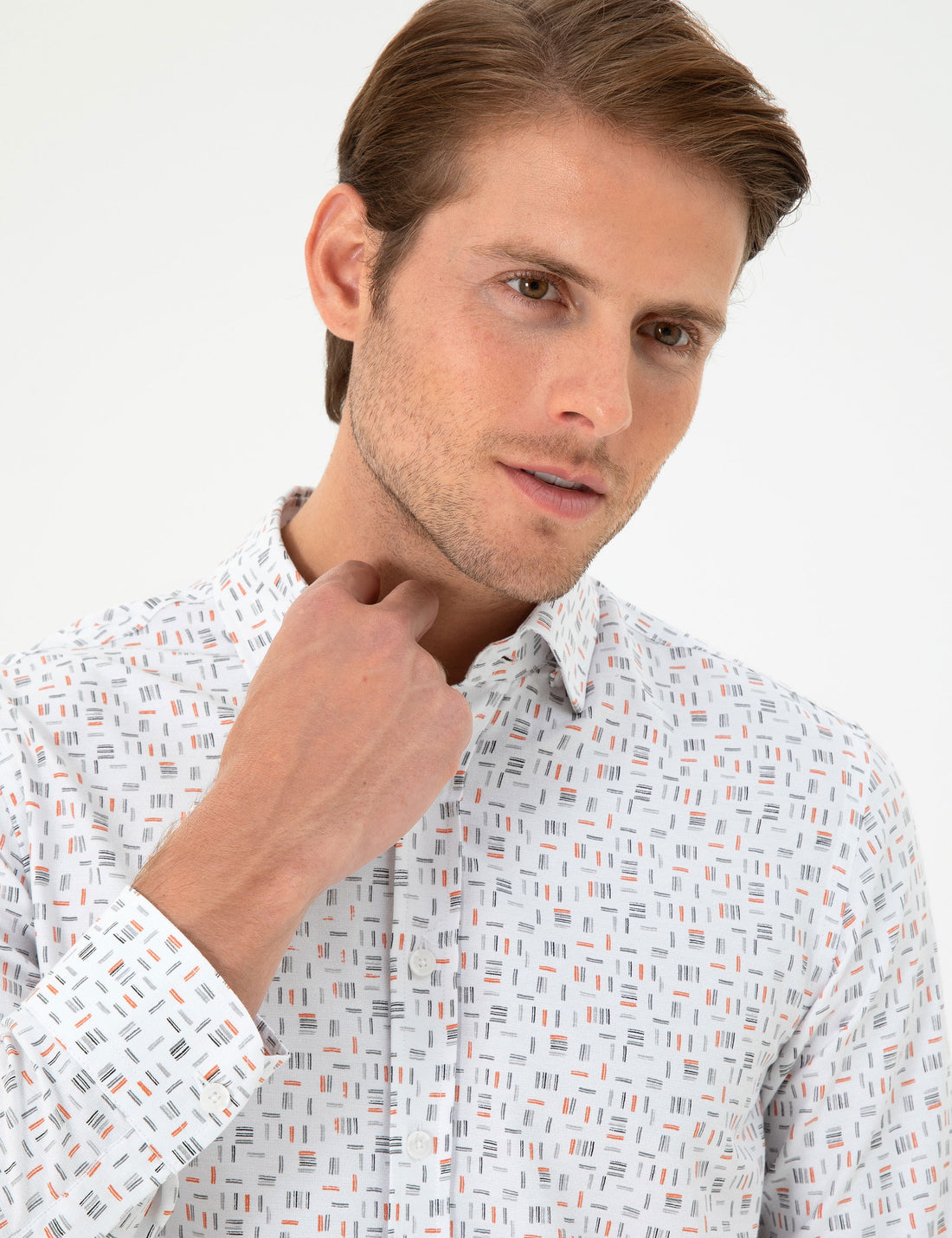 Orange Slim Fit Long Sleeve Shirt