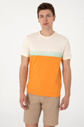 Men's Regular Fit Crew Neck Orange T-Shirt
