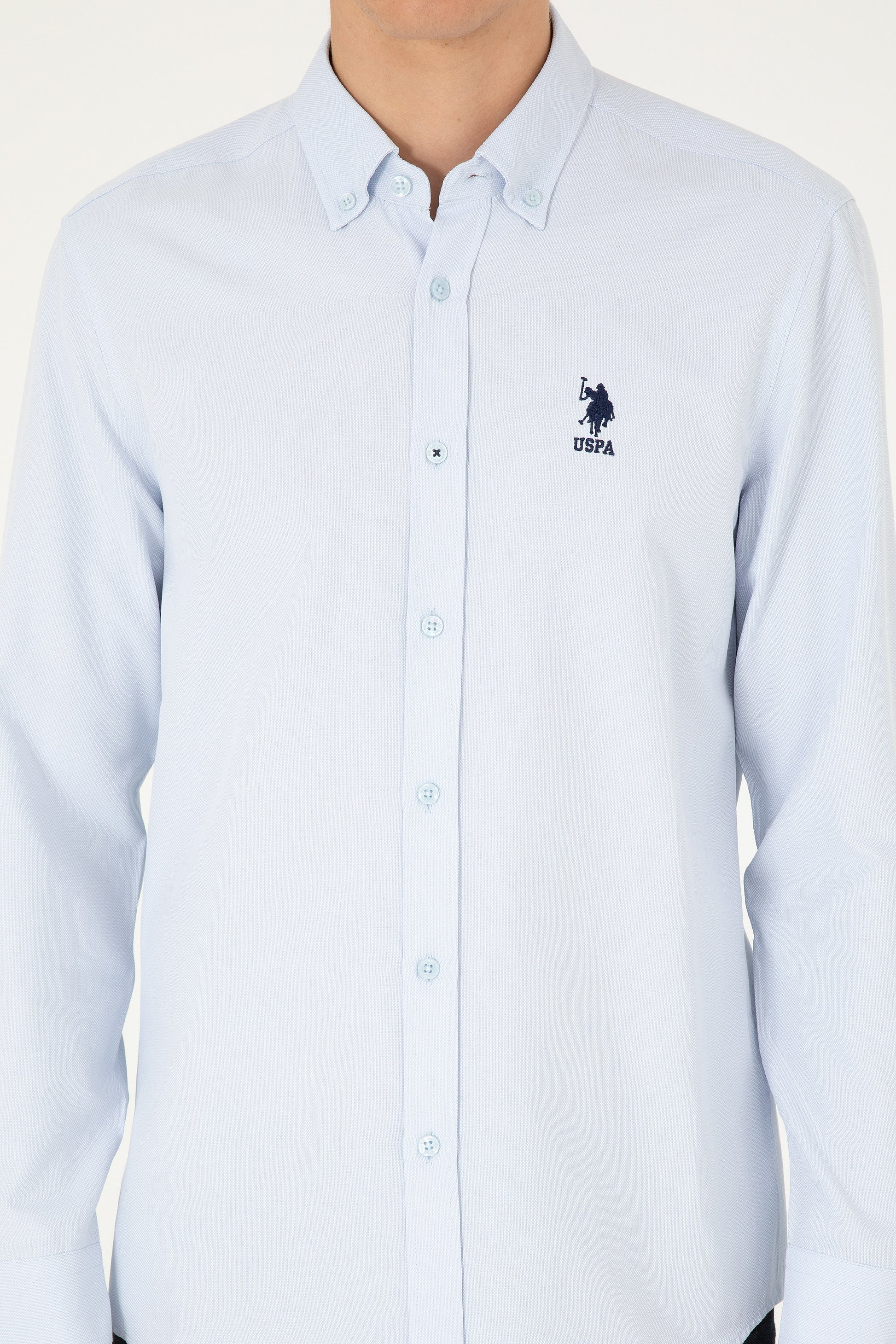 Men's Light Blue Long Sleeve Basic Shirt