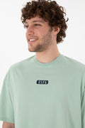 Men's Oversize Fit Crew Neck Water Green T-shirt