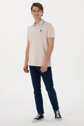 Men's Regular Fit Polo Neck Stone Basic T-Shirt