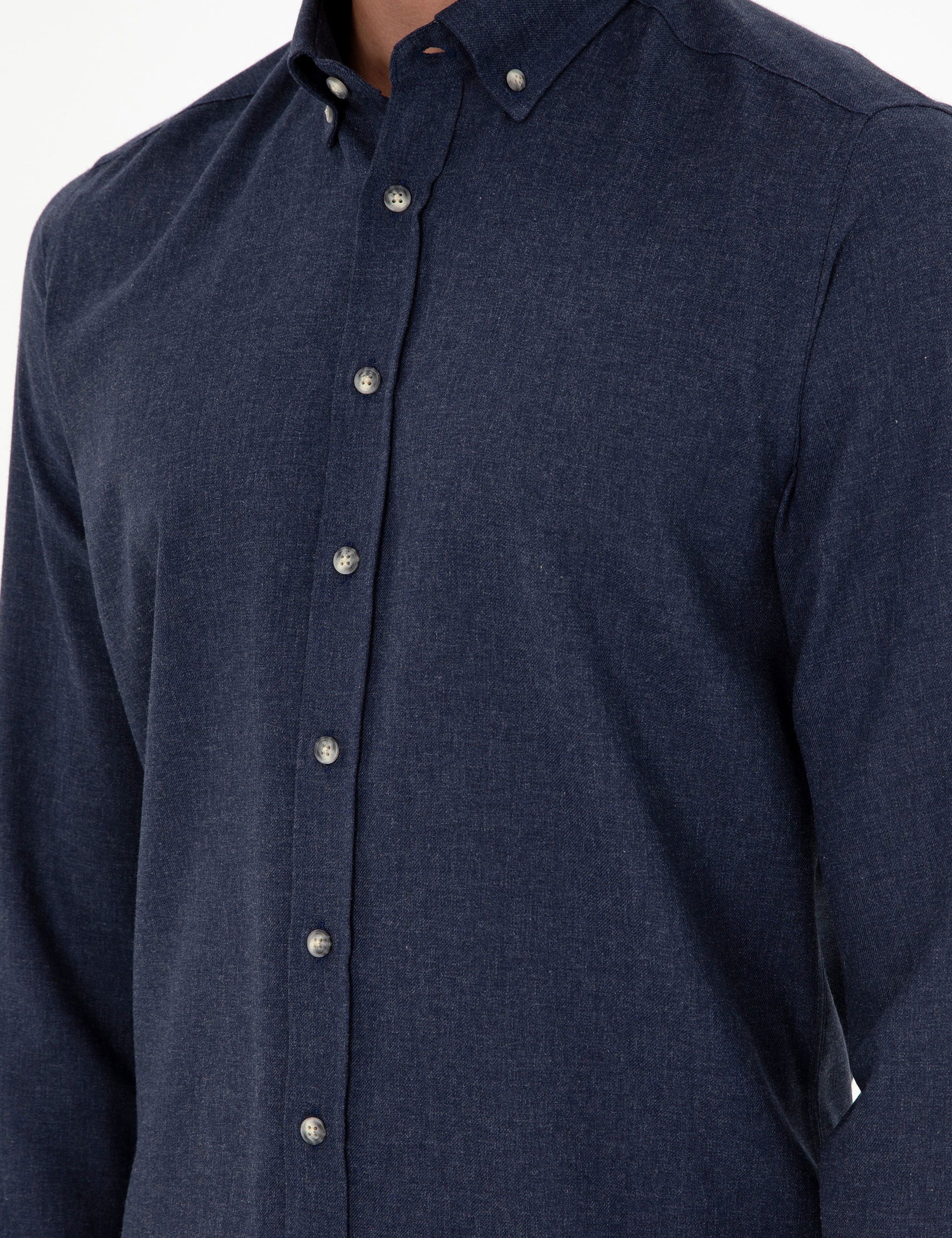 Navy Blue Slim Fit Long Sleeve Shirt