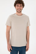Men's Regular Fit Crew Neck Stone Basic T-Shirt