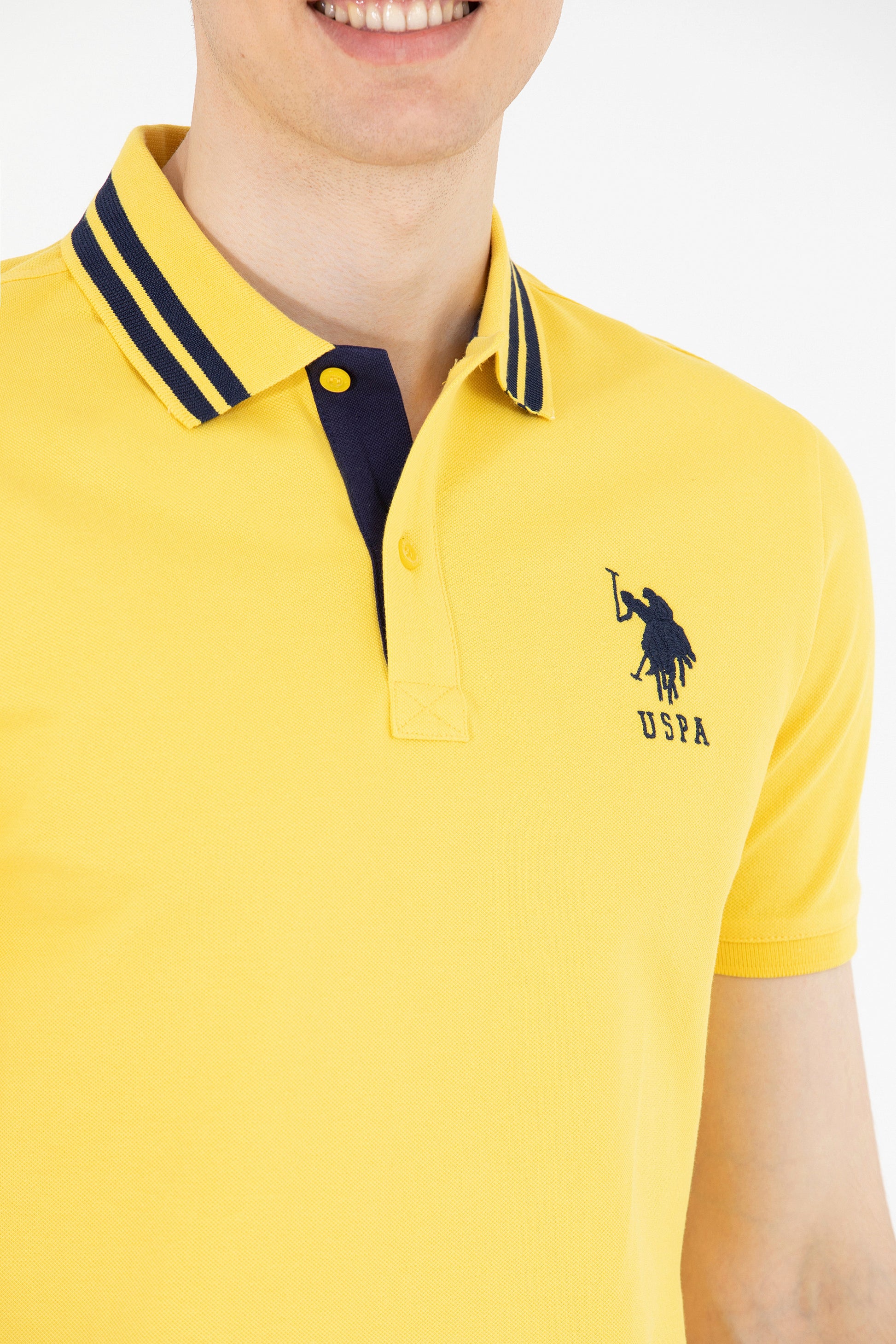 Men's Dark Yellow Basic Polo Neck T-Shirt