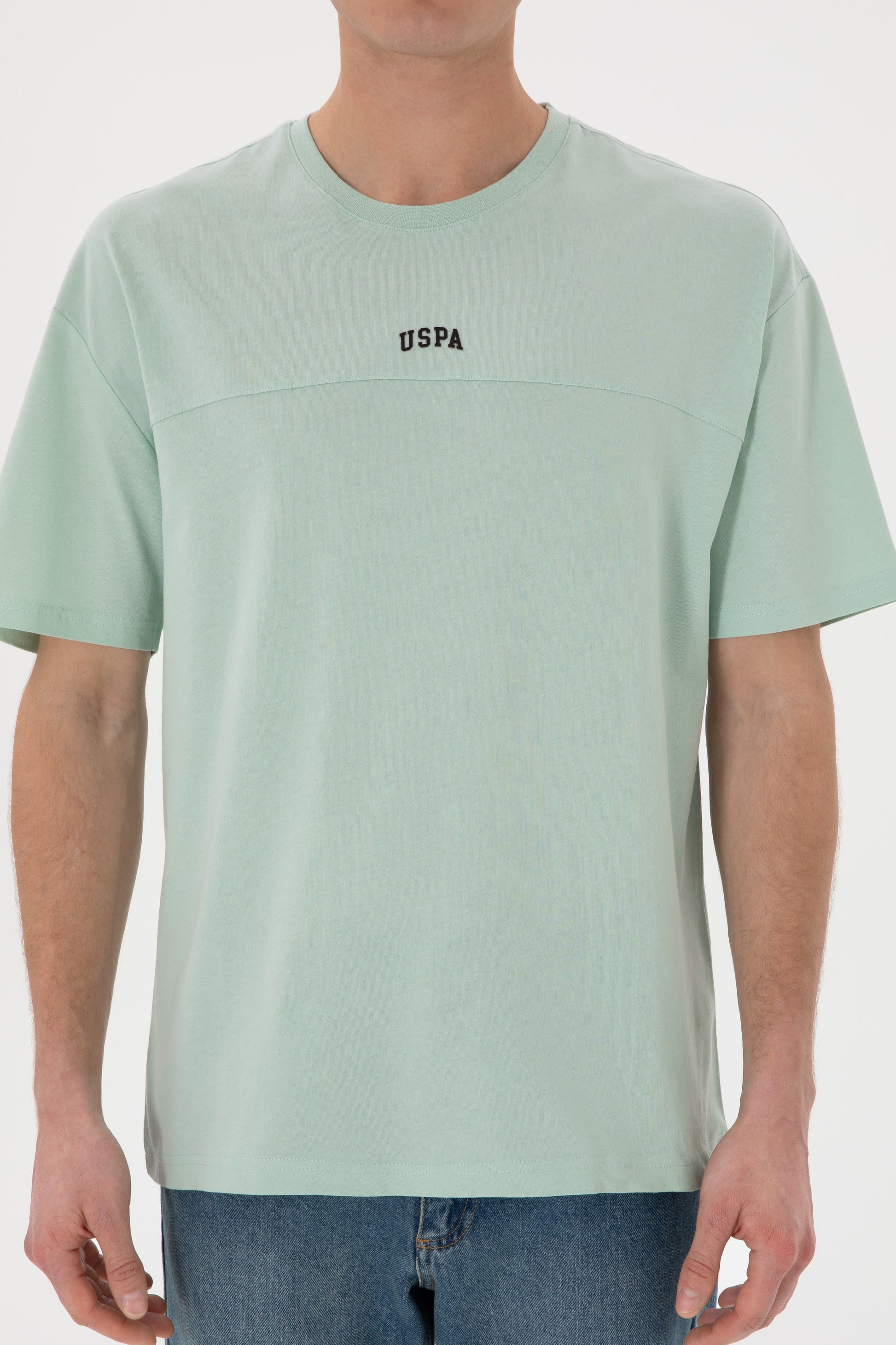 Men's Comfort Fit Crew Neck Water Green T-Shirt