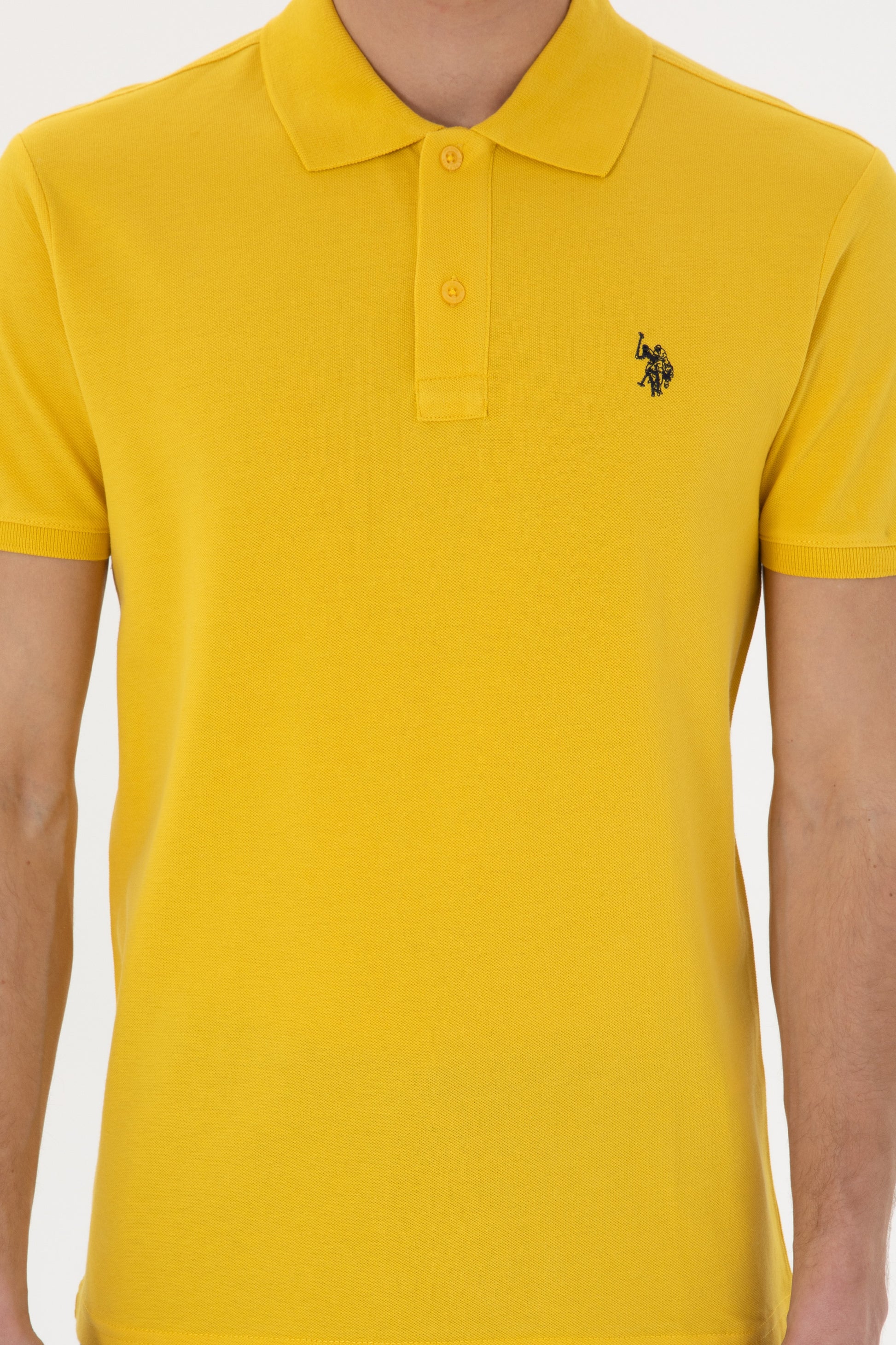 Men's Slim Fit Polo Neck Yellow Basic T-Shirt