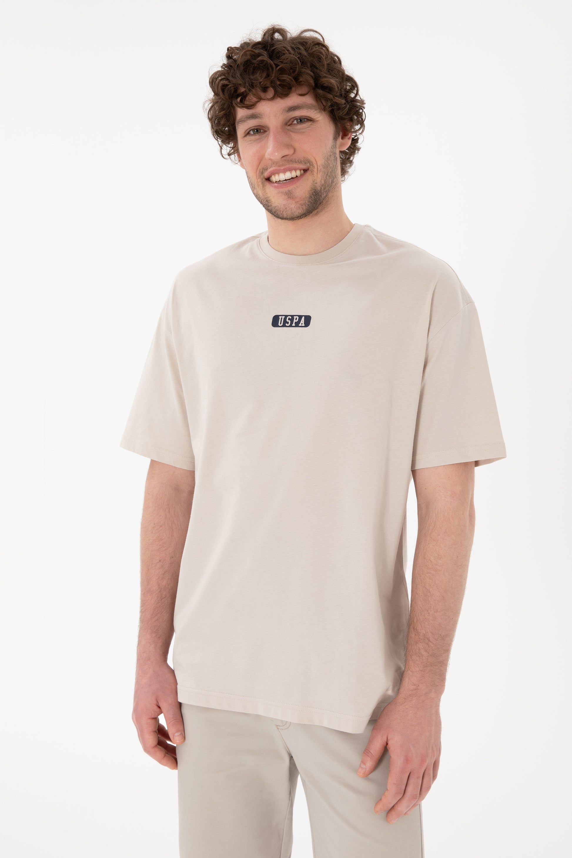 Men's Oversize Fit Crew Neck Stone T-Shirt