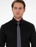 Black Regular Fit Long Sleeve Basic Shirt