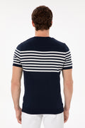 Men's Slim Fit Crew Neck Navy Sweater T-Shirt