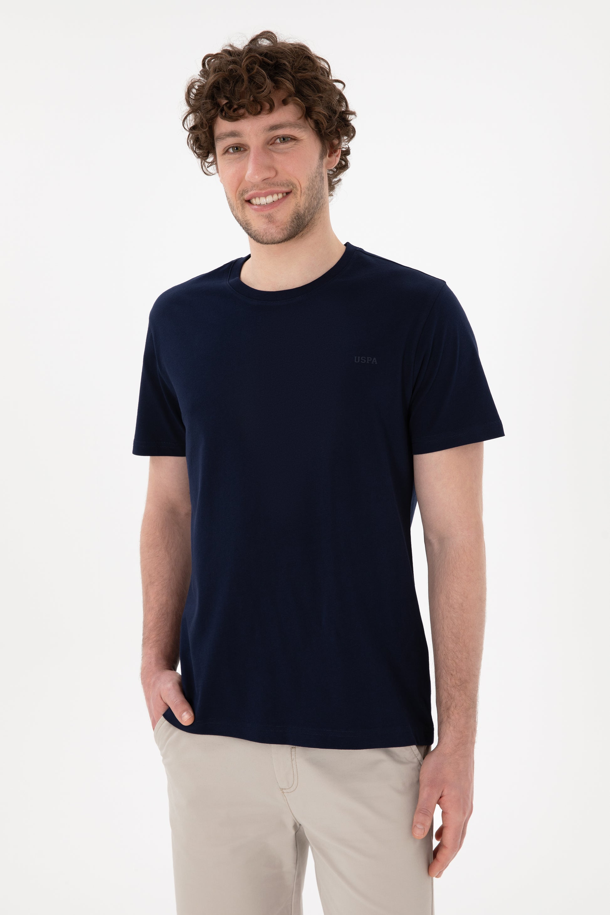 Men's Regular Fit Crew Neck Navy Basic T-Shirt