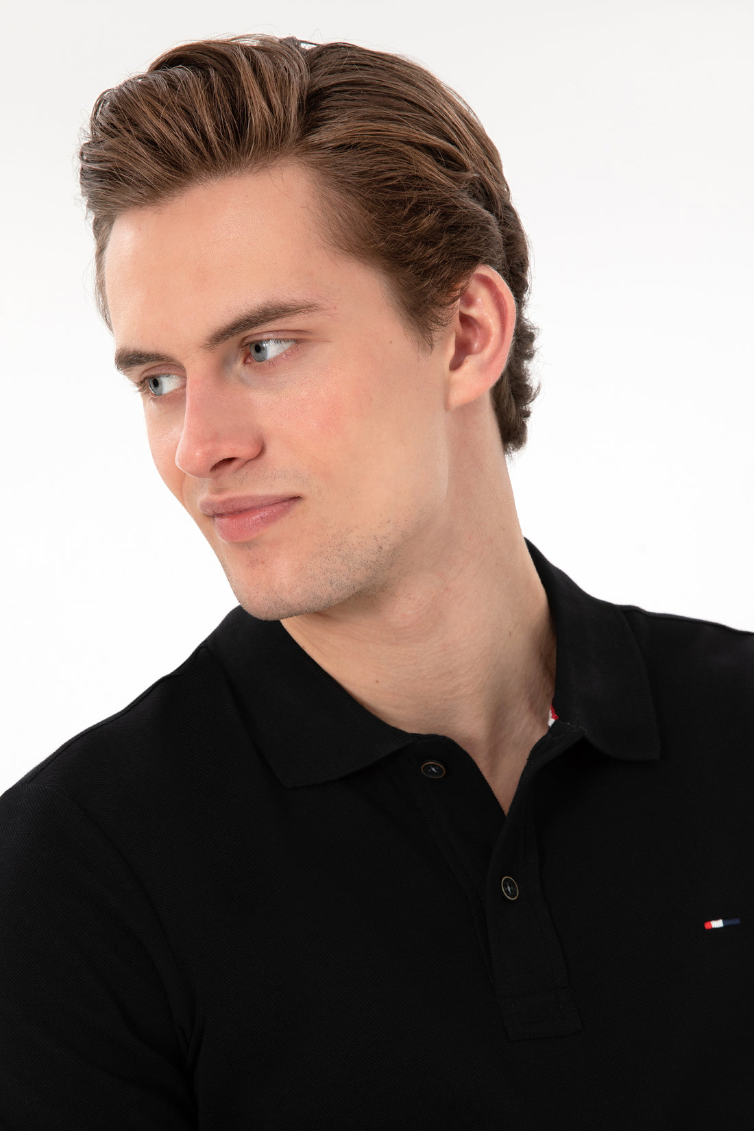 Men's Slim Fit Polo Neck Black Basic T-Shirt