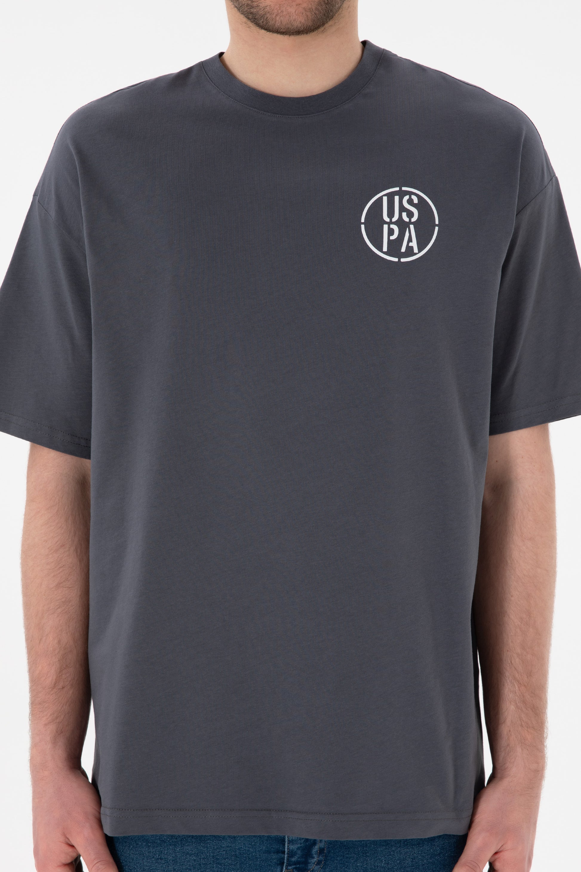 Men's Oversize Fit Crew Neck Anthracite T-Shirt