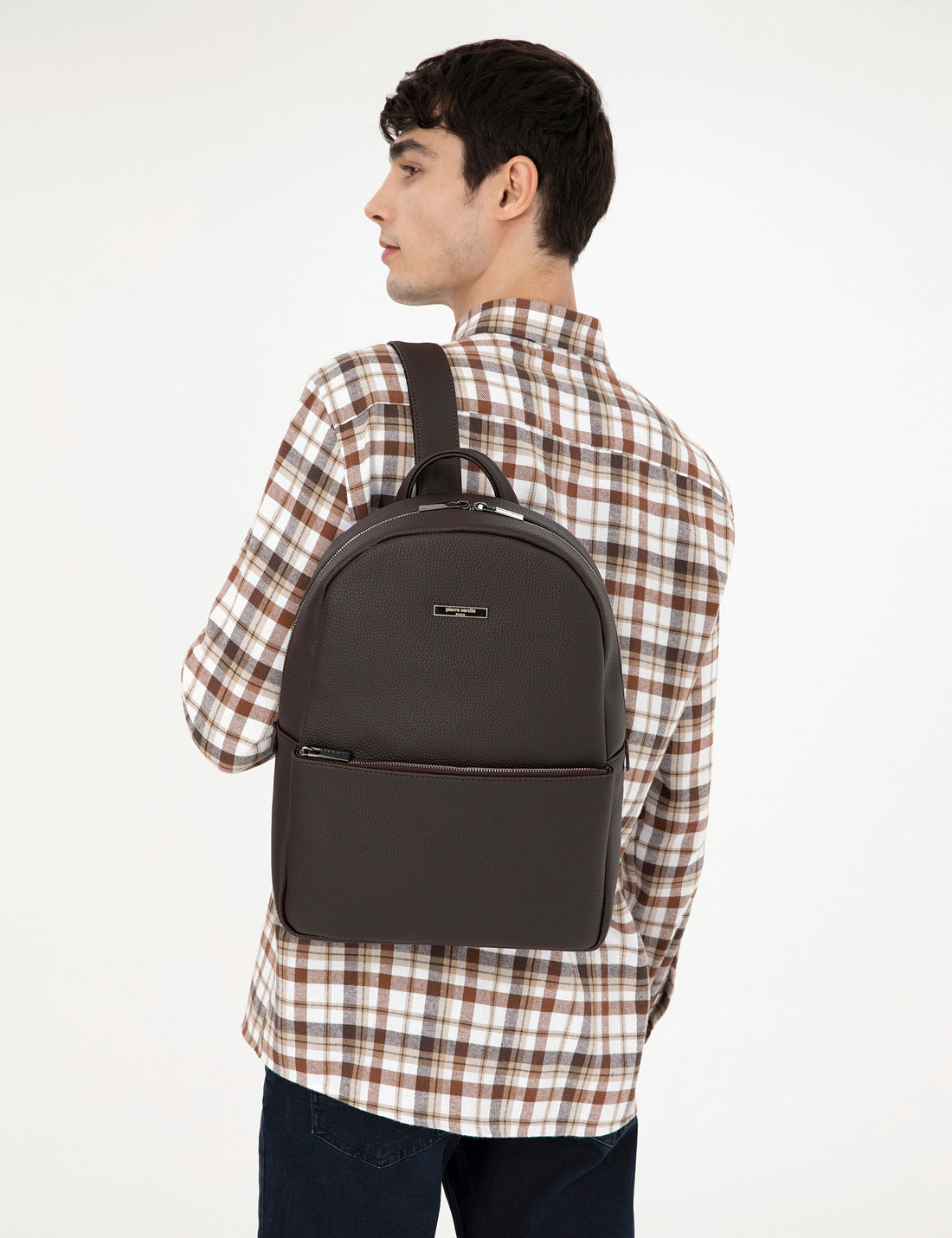 Men's Brown Leather Backpack