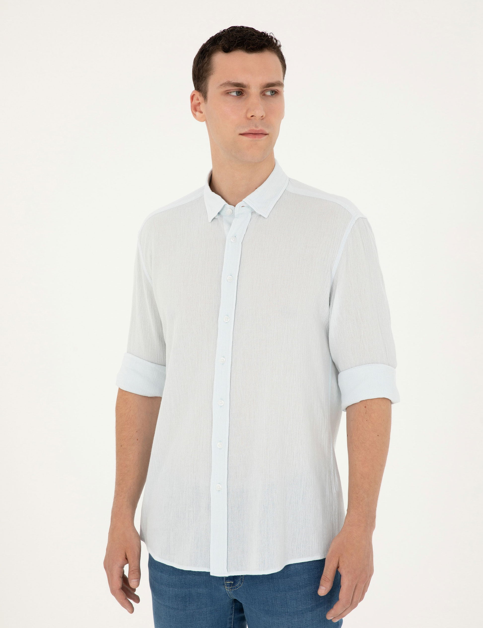 Light Blue Regular Fit Long Sleeve Shirt