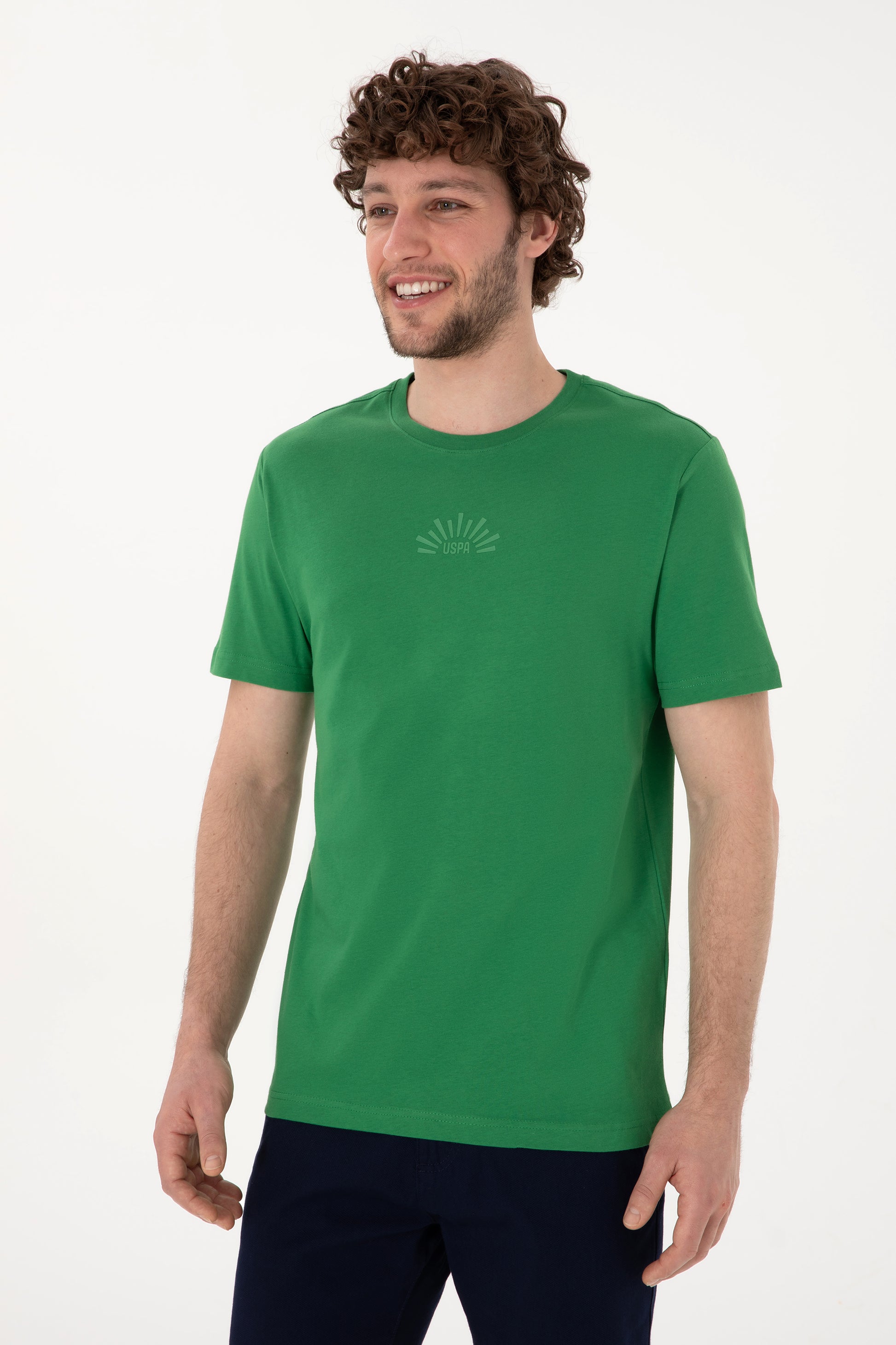 Men's Regular Fit Crew Neck Green T-shirt