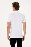Men's Slim Fit Polo Neck White Basic T-Shirt