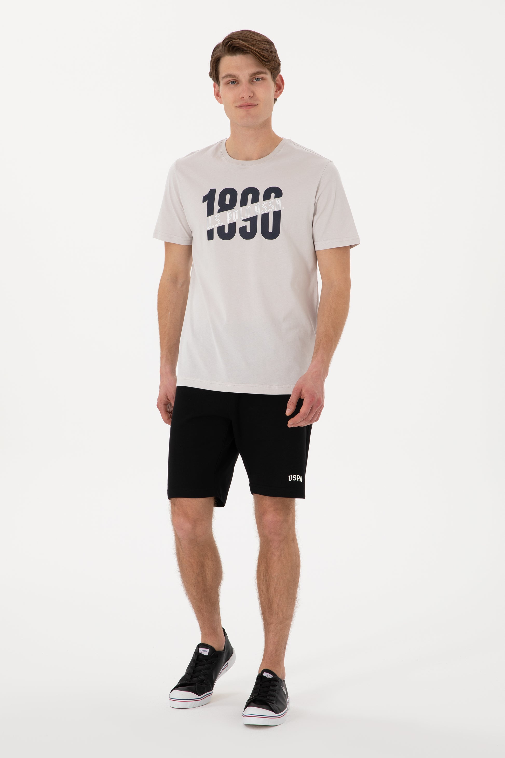 Men's Regular Fit Crew Neck Light Grey T-Shirt