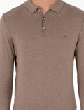 Mink Melange Slim Fit Polo Neck Basic Knitwear Sweater