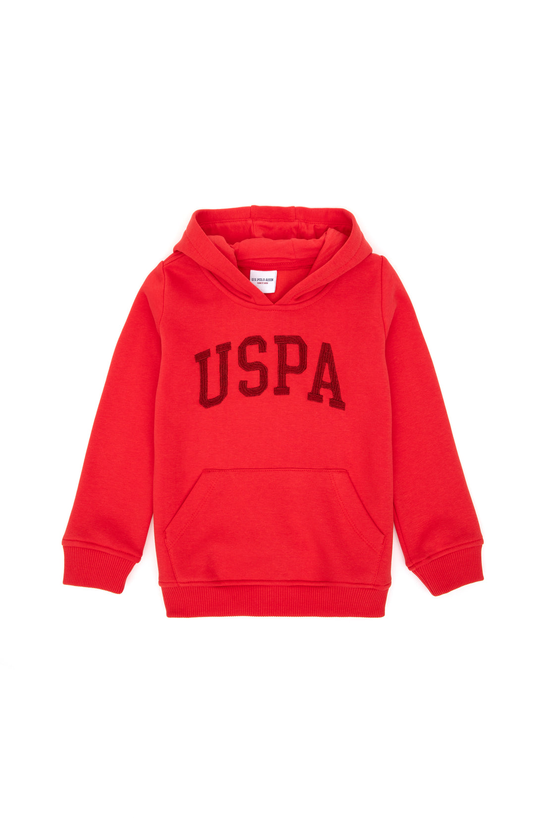Girls' Red Basic Hooded Sweatshirt