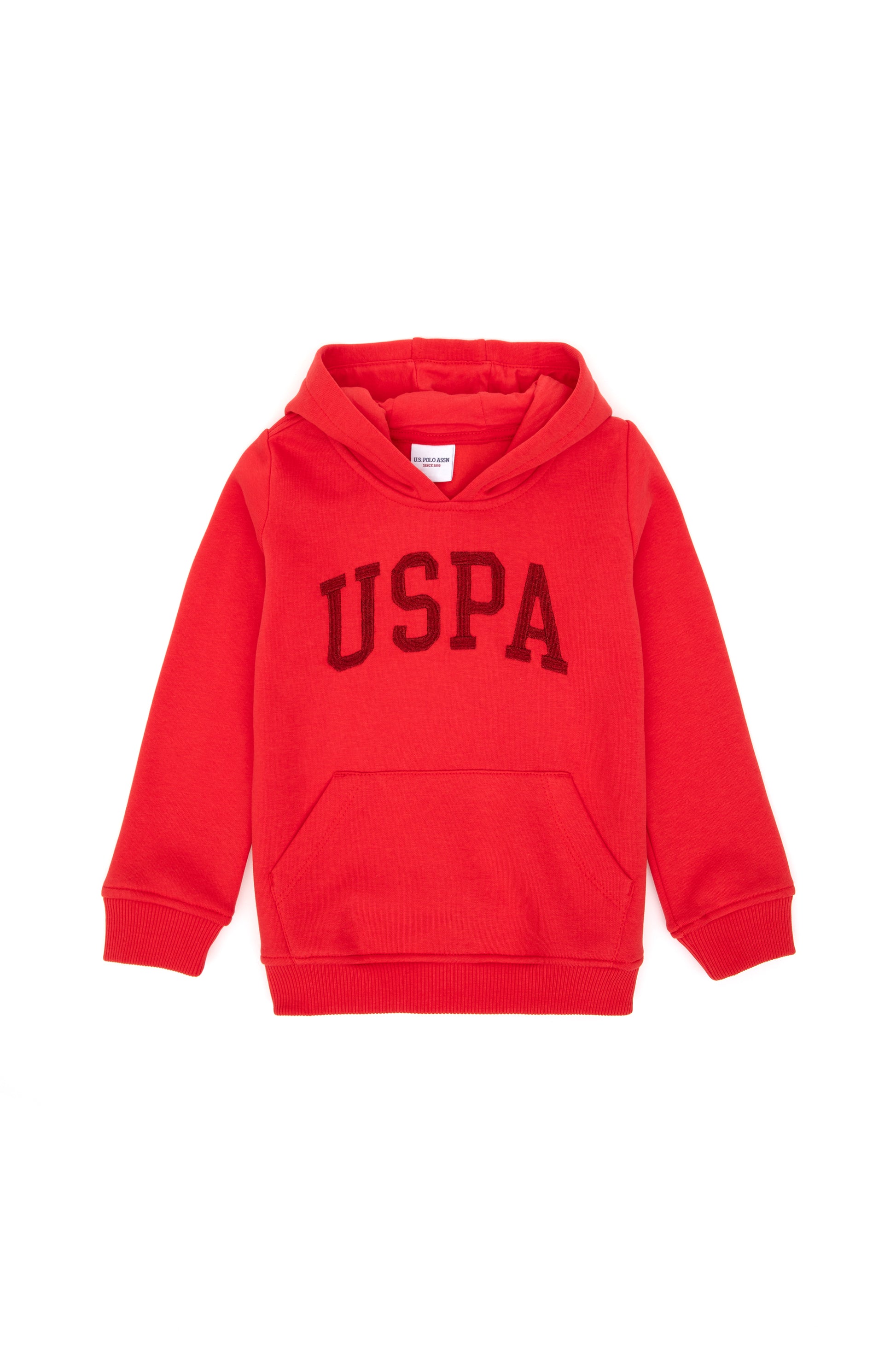 Girls' Red Basic Hooded Sweatshirt