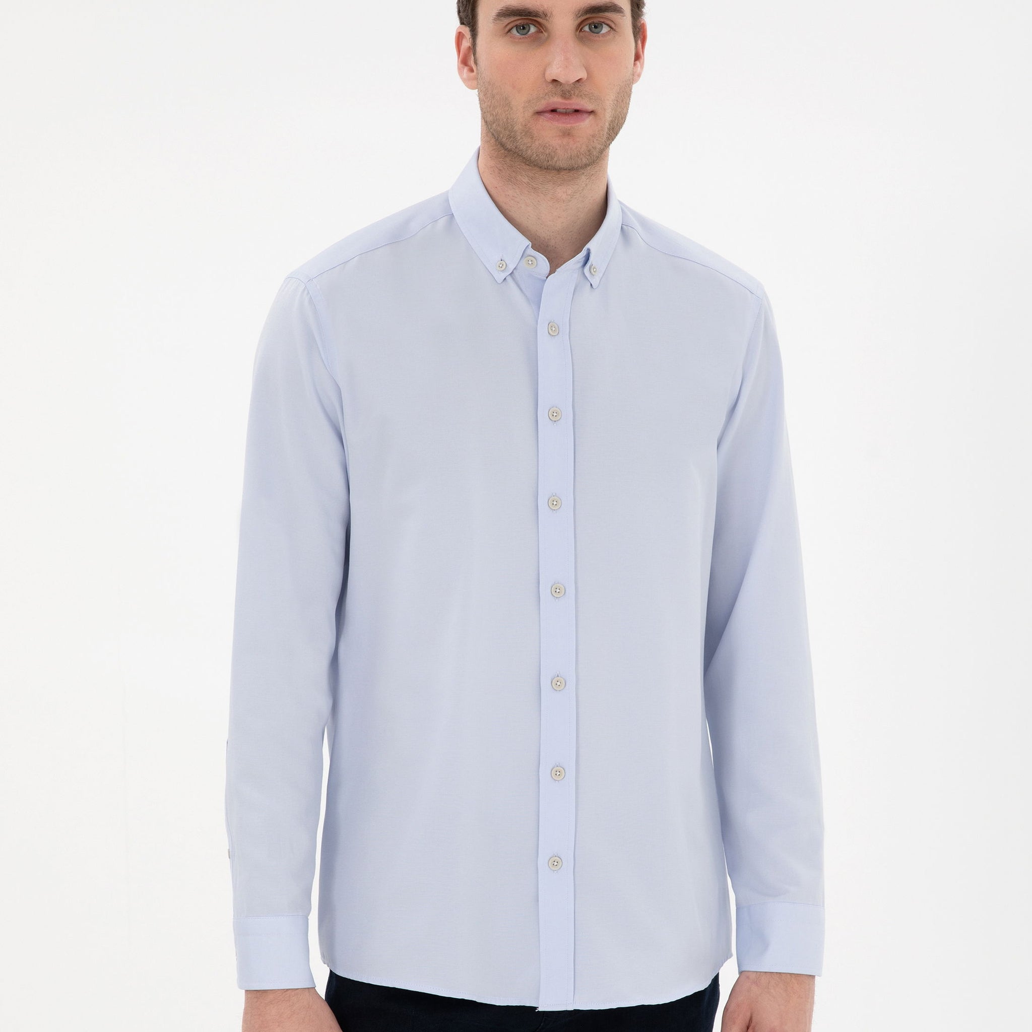 Light Blue Slim Fit Oxford Shirt Long Sleeve