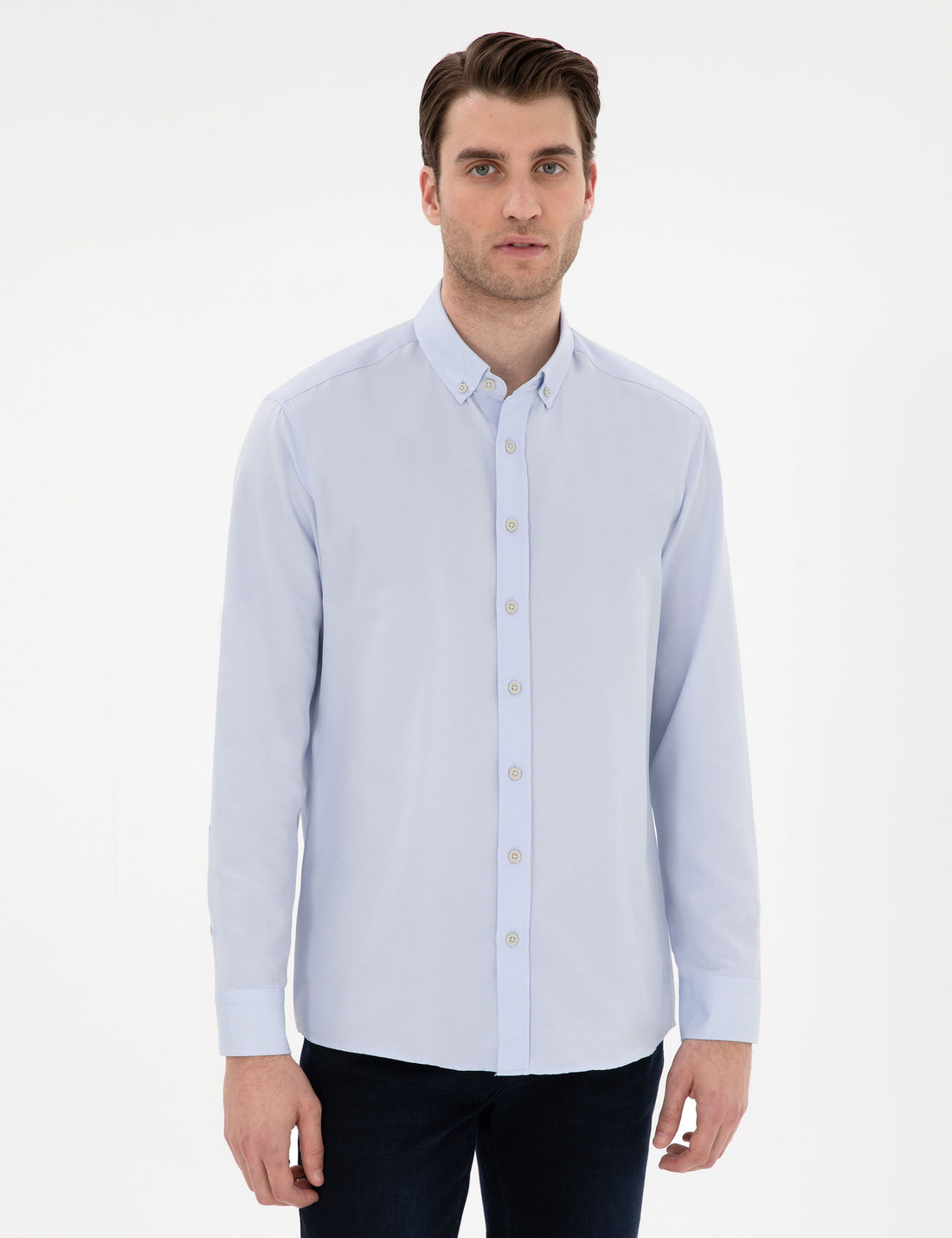 Light Blue Slim Fit Oxford Shirt Long Sleeve