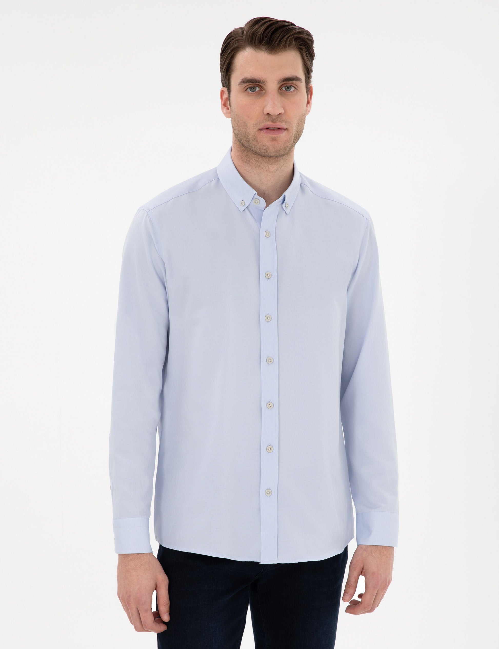 Light Blue Slim Fit Oxford Shirt Long Sleeve