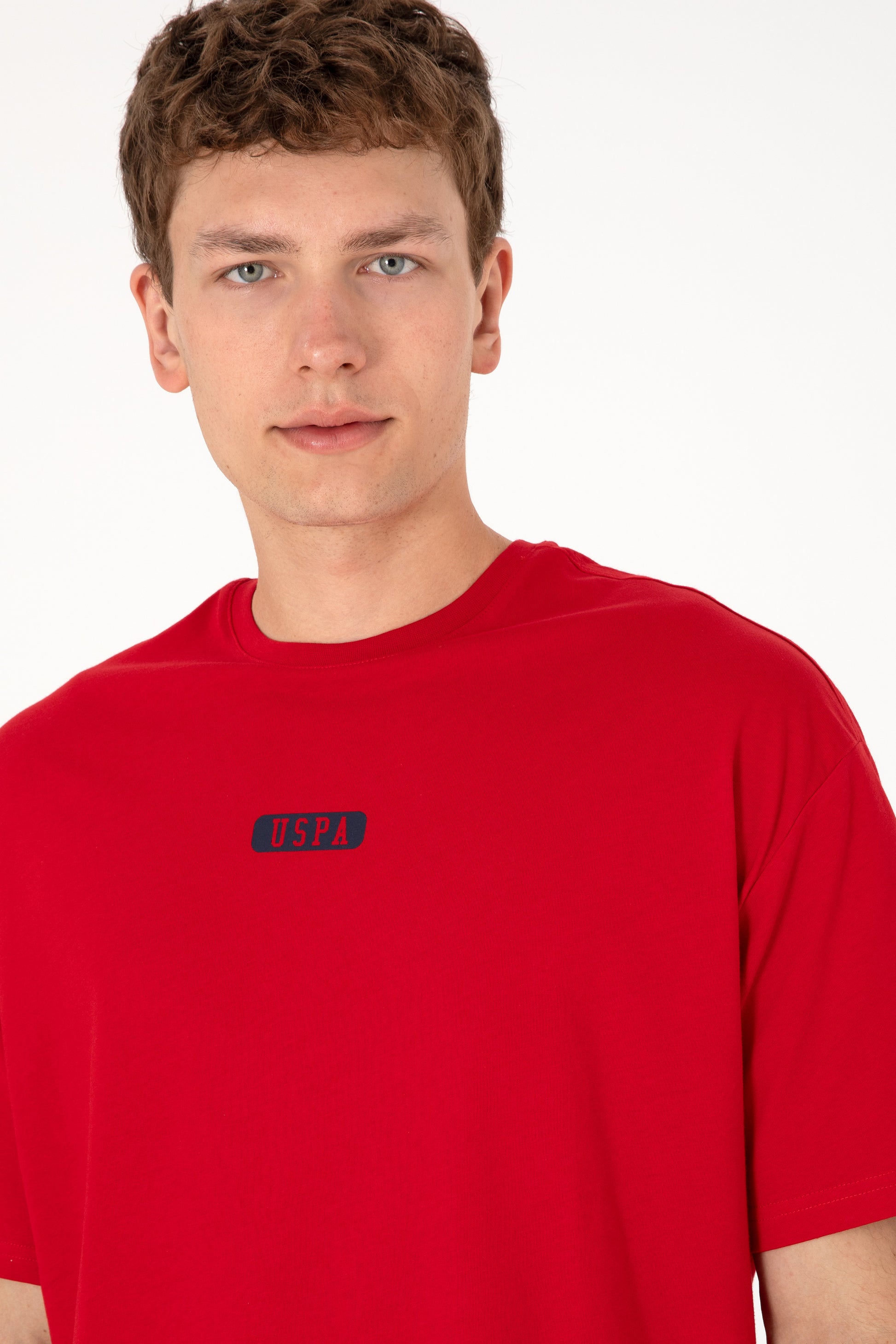 Men's Oversize Fit Crew Neck Red T-Shirt