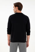 Men's Regular Fit Crew Neck Black Sweatshirt